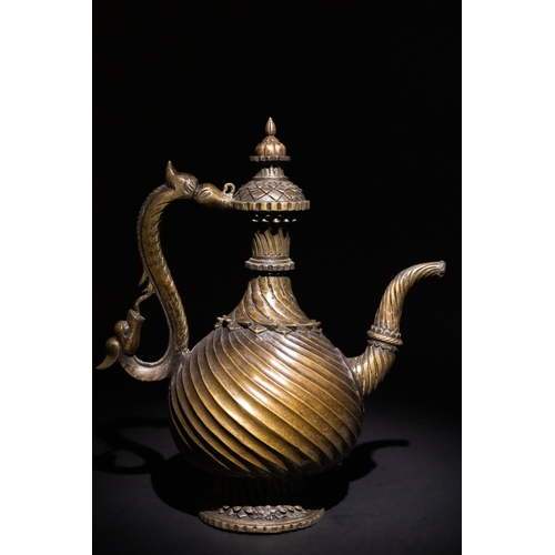 Lot 125 — An Indian Bronze Ewer Aftaba with Makara Handle, Possibly Mughal