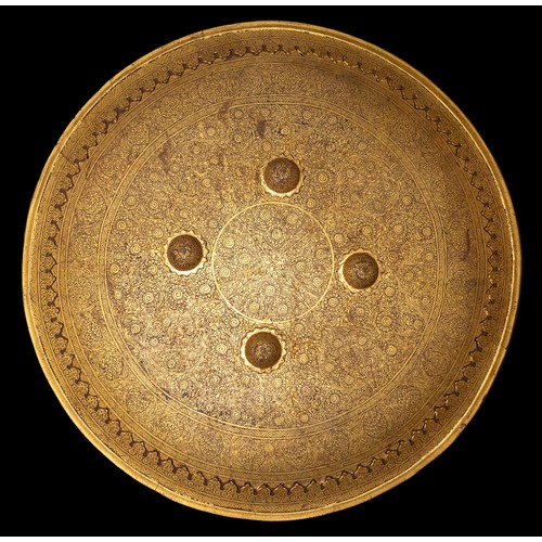 Lot 87 — An Islamic Indo-Persian Iron Engraved Shield, 19th Century